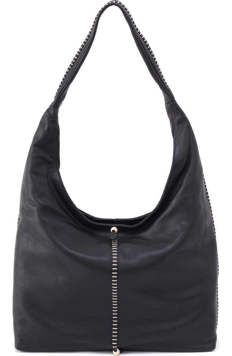 HOBO La Jolla Leather Hobo Bag, Main, color, Black