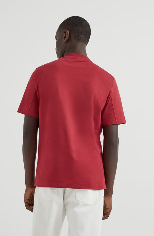 Brunello Cucinelli Slim-fit Logo-print Cotton-jersey T-shirt In Red