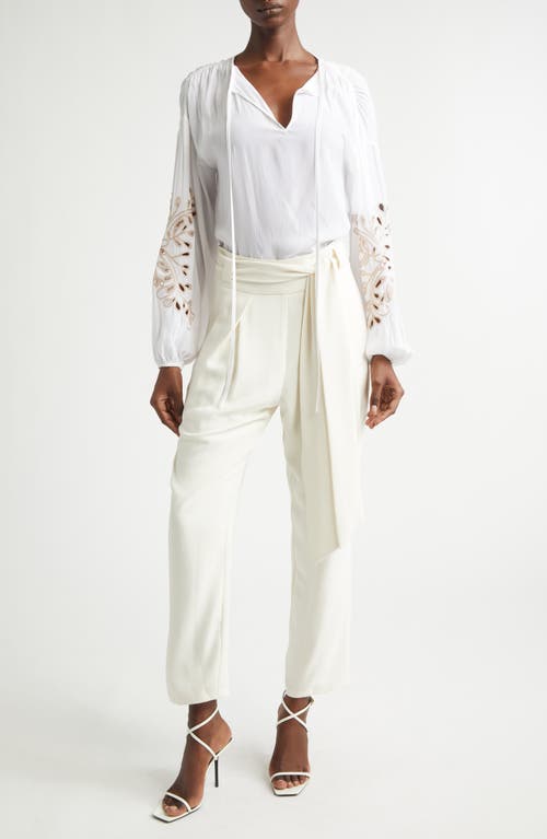 Ramy Brook Zenaida Floral Cutout Woven Shirt In White