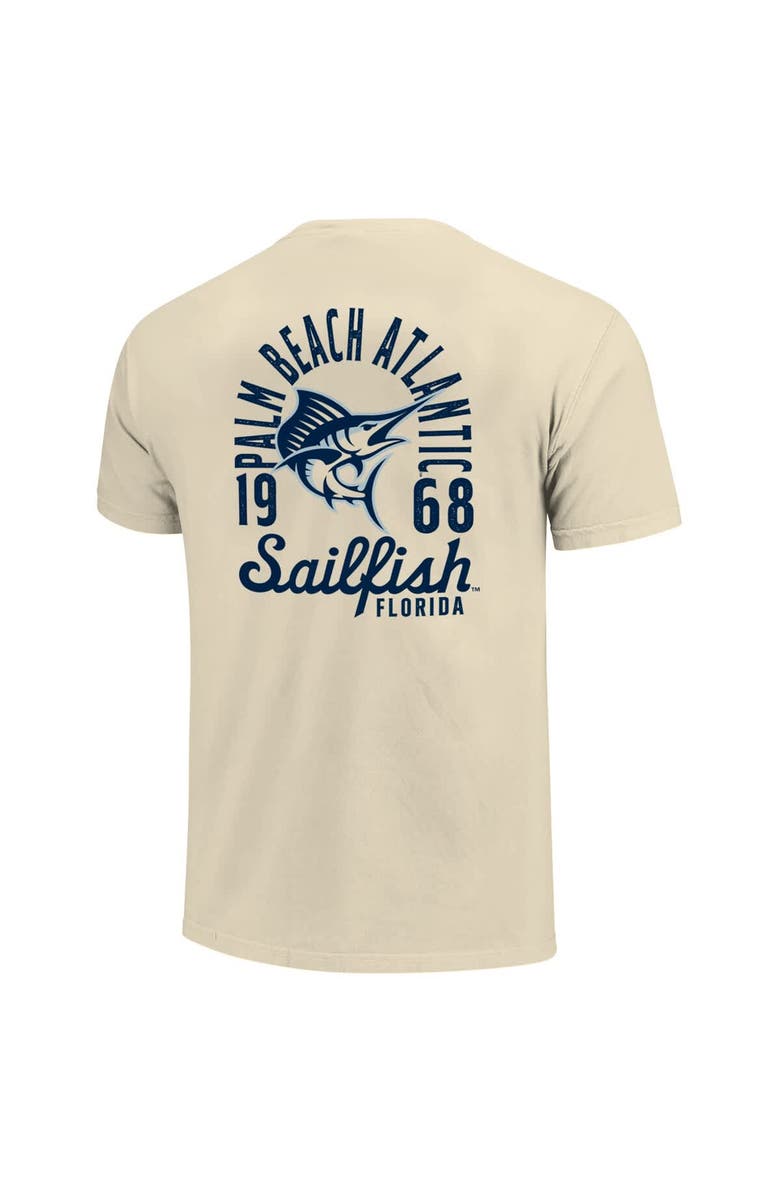 IMAGE ONE Men's Cream Palm Beach Atlantic Sailfish Comfort Colors Mascot Overlay T-Shirt, Alternate, color, Cream