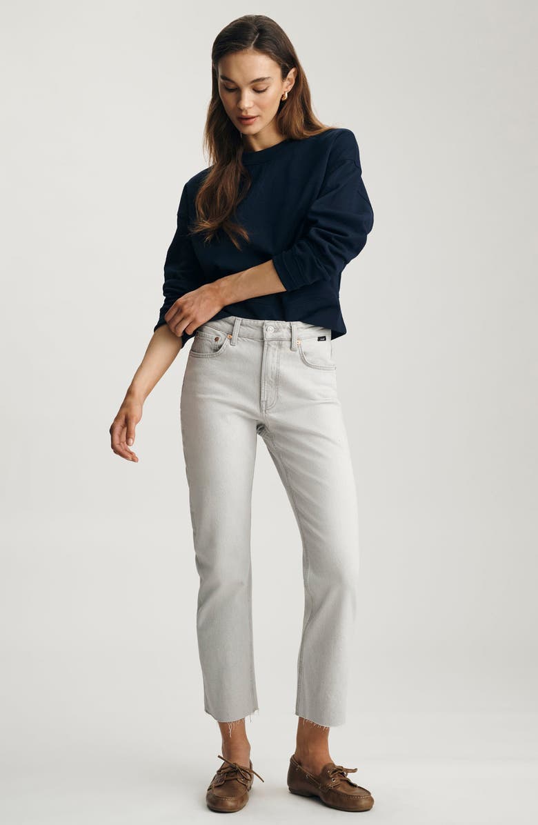 Mavi Jeans New York Raw Hem High Waist Ankle Straight Leg Jeans, Alternate, color,
