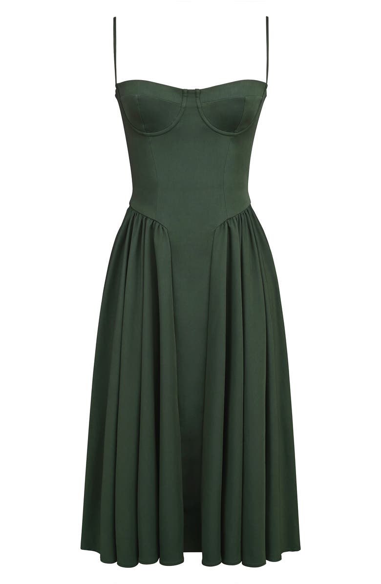 HOUSE OF CB Samaria Fit & Flare Midi Cocktail Dress, Alternate, color, Emerald Green
