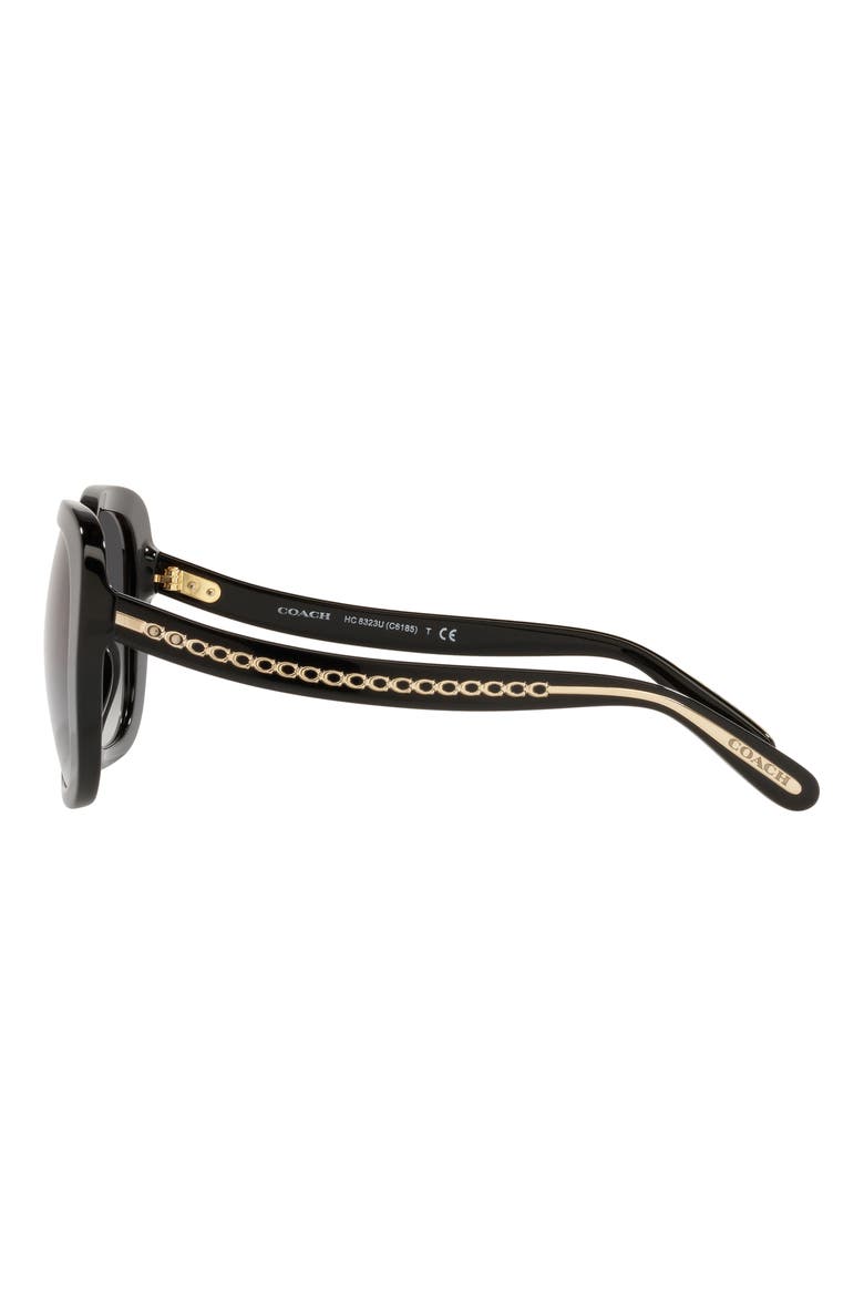 56mm Square Sunglasses, Alternate, color, BLACK