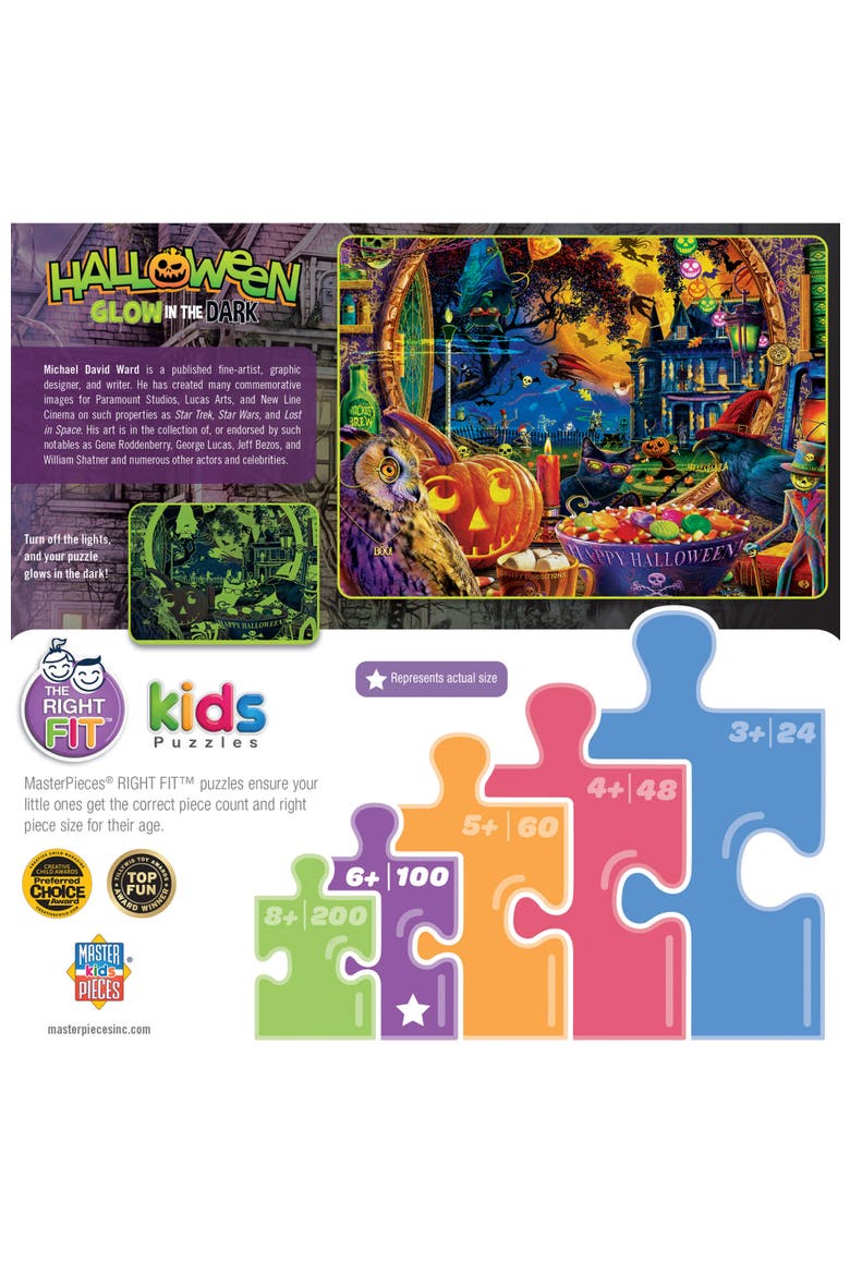 Fright Night 100 Piece Glow Puzzle, Alternate, color, Multicolor