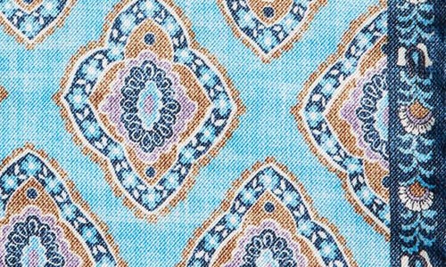 Edward Armah Diamond Medallion Silk Pocket Square In Sky