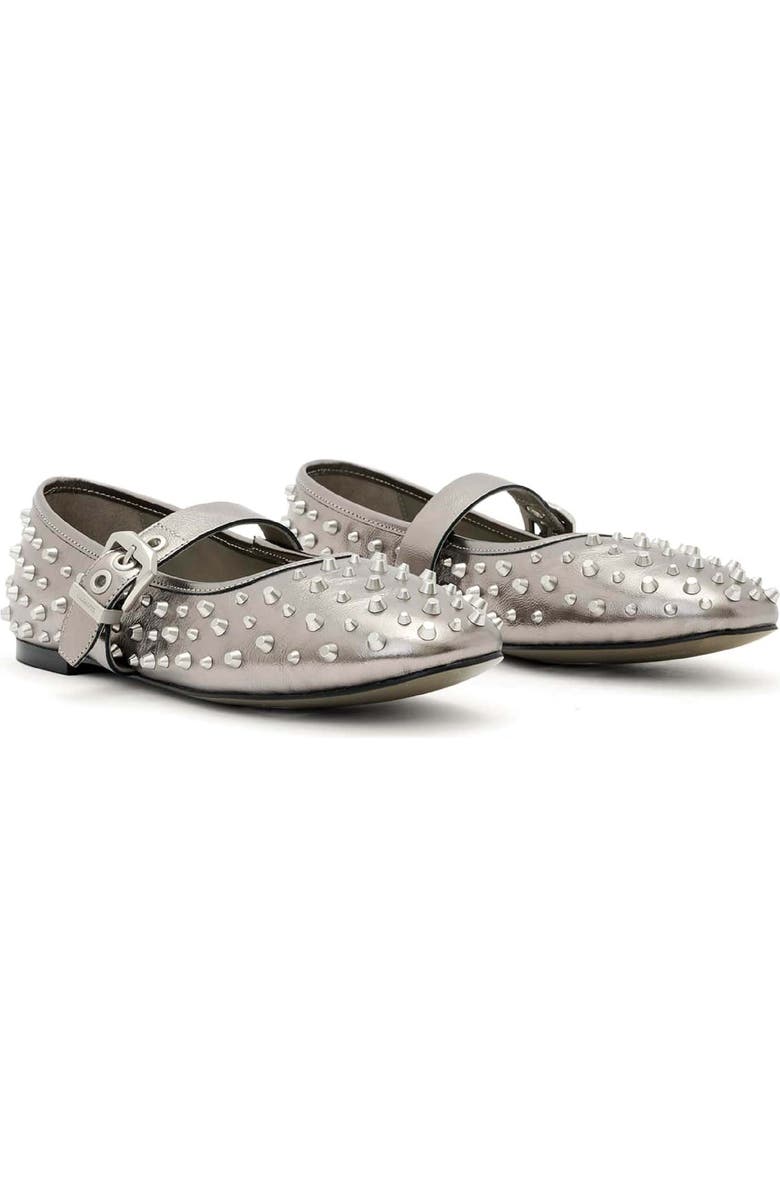 AllSaints Holly Studded Ballet Flat, Main, color, Gunmetal Grey