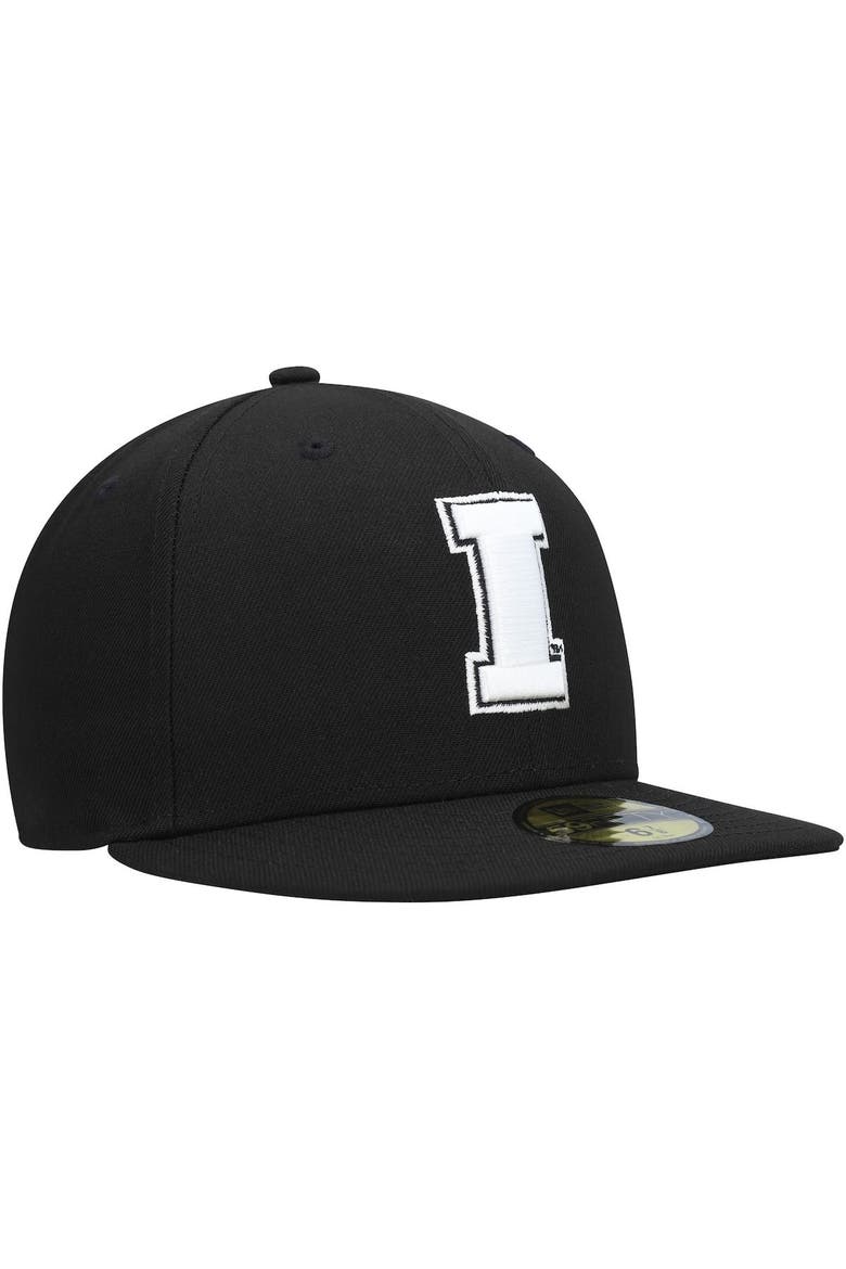 Men's New Era Iowa Hawkeyes Black & White 59FIFTY Fitted Hat, Alternate, color, Black