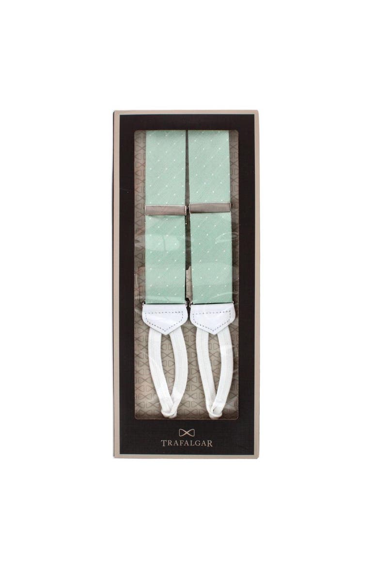 Big & Tall Churchill Chambray Polka Dot Linen Blend Formal Suspenders (braces), Alternate, color, Light Green with Polka Dots