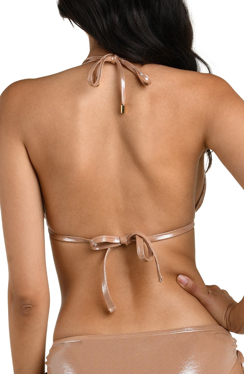 La Blanca Sand Halter Bikini Top, Alternate, color, Sand