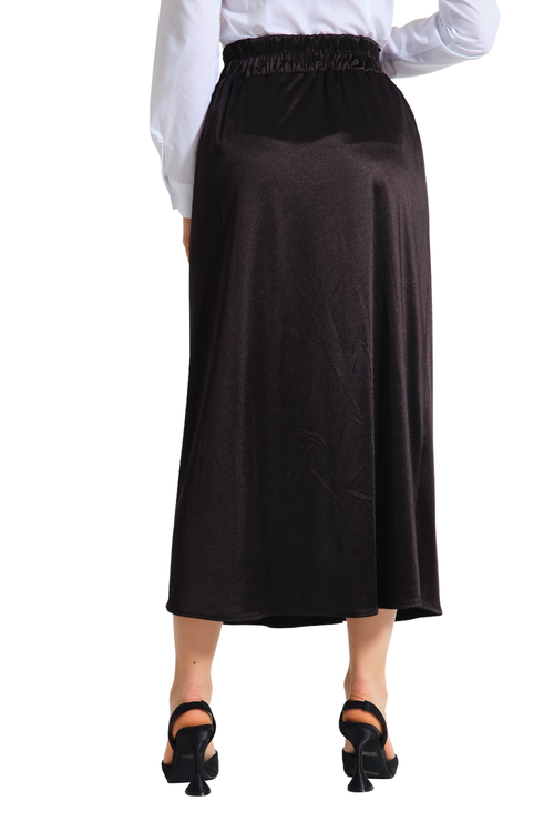 Mizalle Waisted Pleated Midi Skirt In Multi