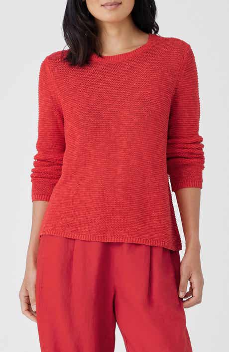 Eileen Fisher Textured Crewneck Organic Linen & Cotton Sweater