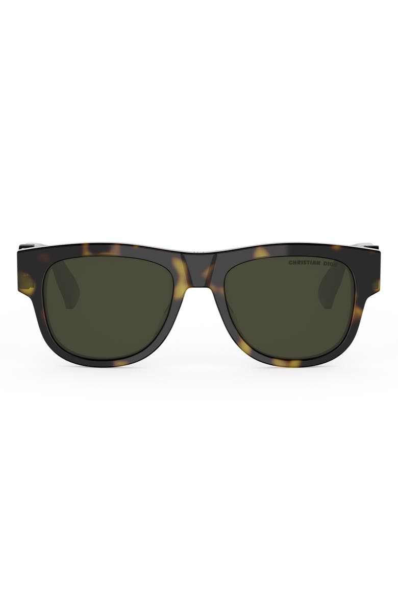 DIOR Oblique S3I 53mm Mirrored Geometric Sunglasses, Main, color, Dark Havana / Green