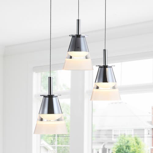 Jonathan Y Alain 3-light Adjustable Cascading Metal Integrated Cluster Led Pendant In Silver