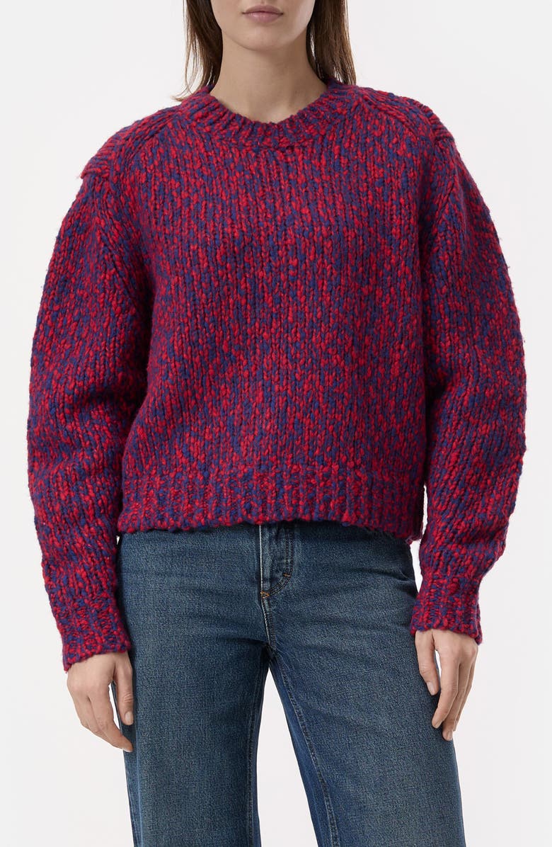 Closed Crop Crewneck Sweater, Main, color, Chili Pepper Red