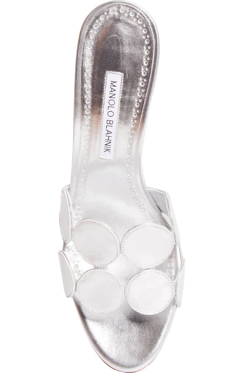 Manolo Blahnik Haribalmu Kitten Heel Sandal, Alternate, color, Silver