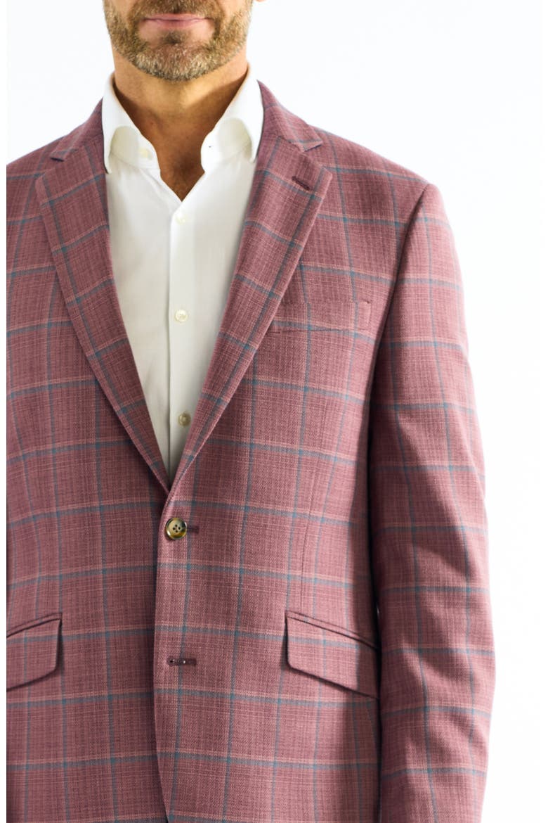 Windowpane Sport Coat, Alternate, color, BERRY