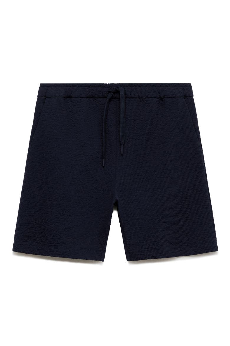Drawstring Seersucker Shorts, Alternate, color, DARK NAVY