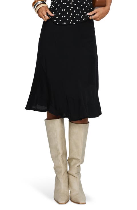 With Kindness Asymmetric Hem Midi Skirt