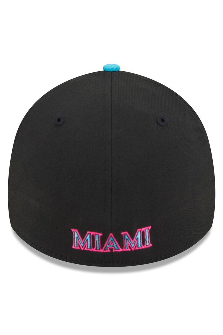 Men's New Era Black/Pink Miami Marlins 2025 City Connect 39THIRTY Flex Hat, Alternate, color, Black