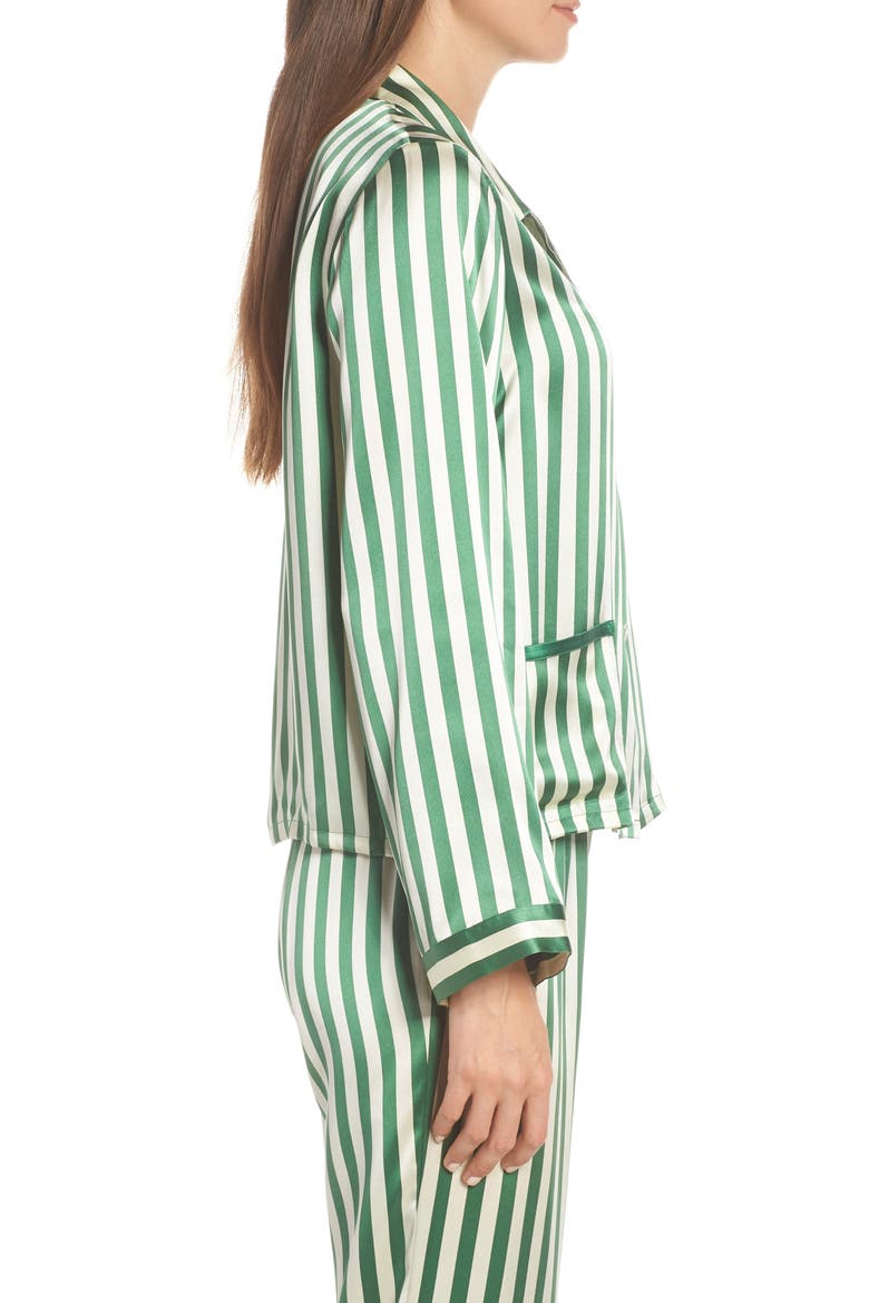 Ruthie Silk Stripe Pajama Top, Alternate, color, EMERALD