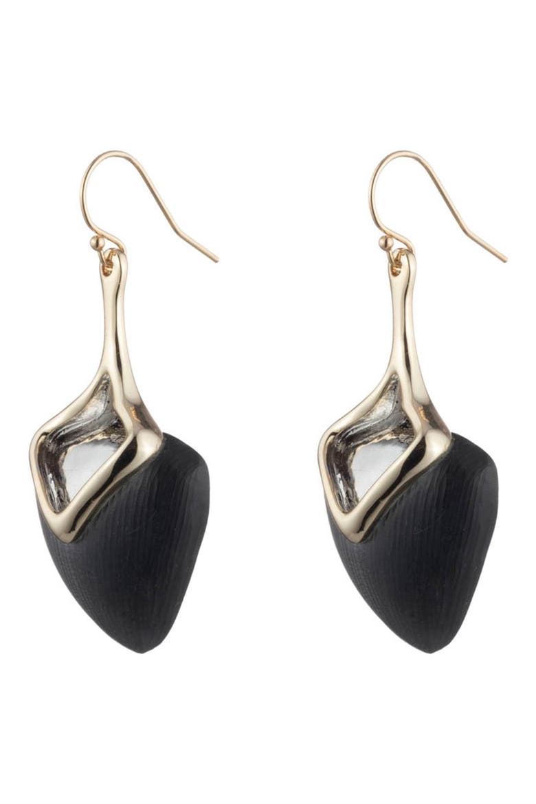 Two-Tone Sculptural Drop Earrings, Alternate, color, BLACK