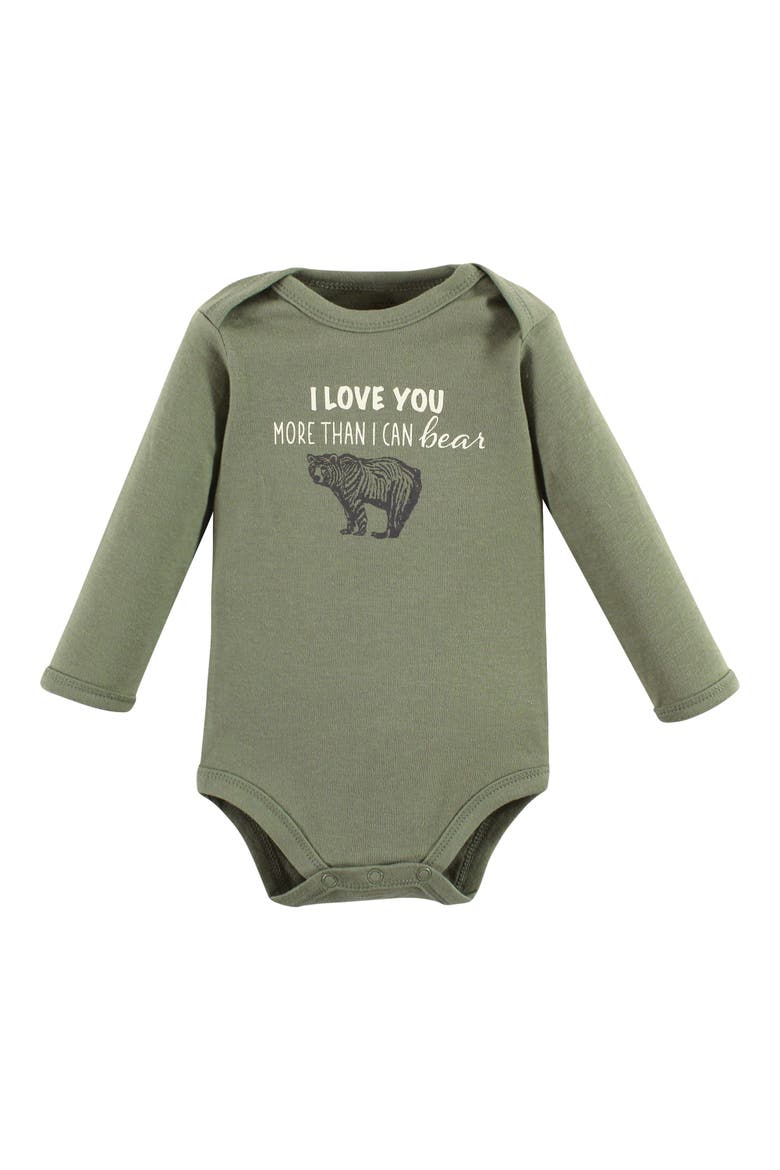5pk Long Sleeve Organic Bodysuits, Alternate, color, Boy Woodland