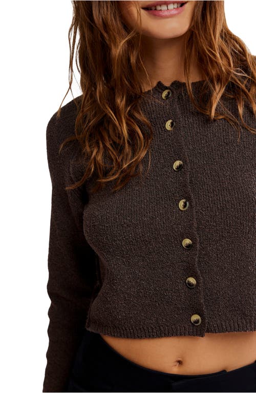 Shop Free People Sydney Boxy Crop Cardigan In Chocolate Torte