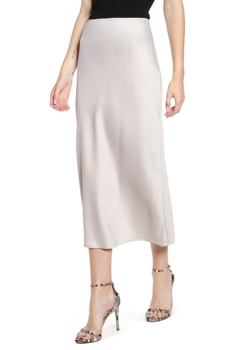 Topshop Matte Satin Bias Cut Skirt, Main, color, 