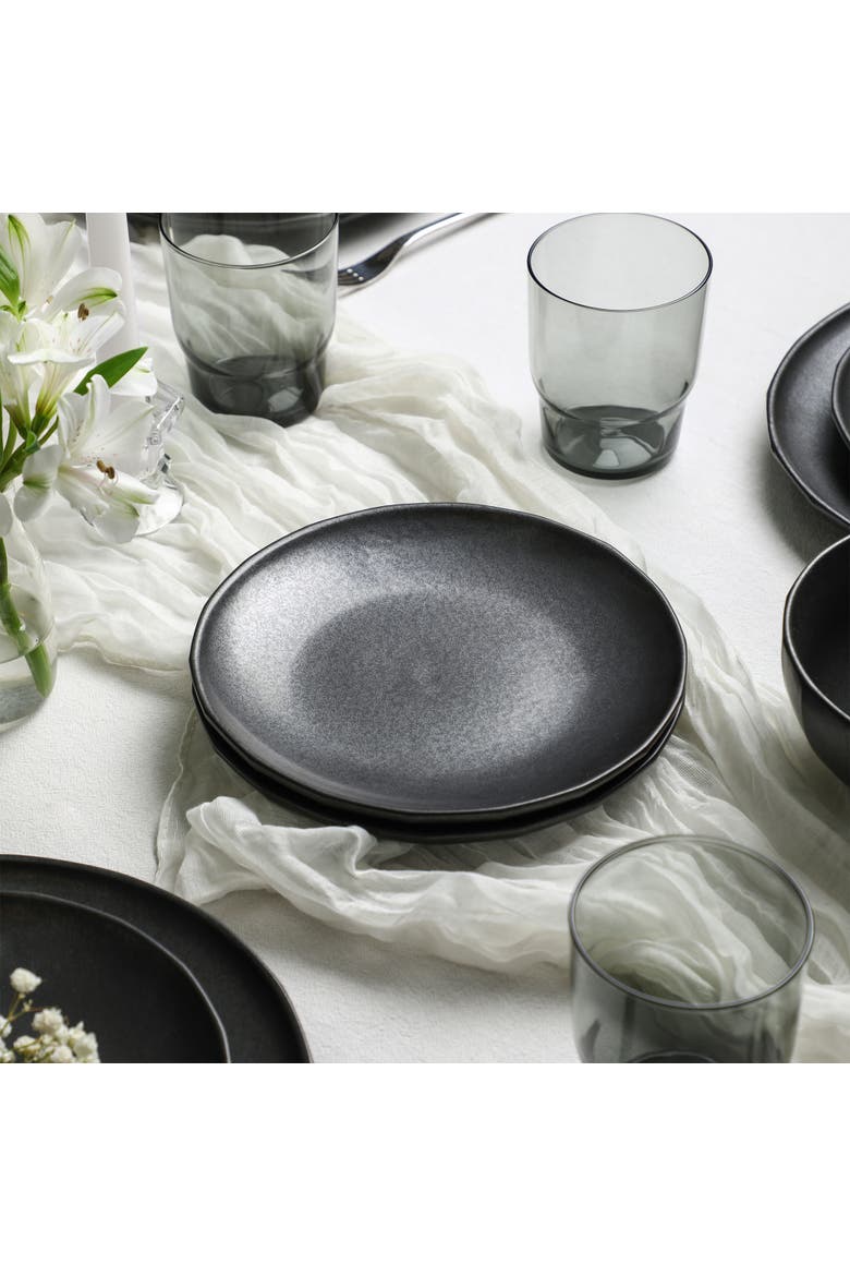 Rio Stoneware 32-Piece Dinnerware Set with Glasses, Alternate, color, Black