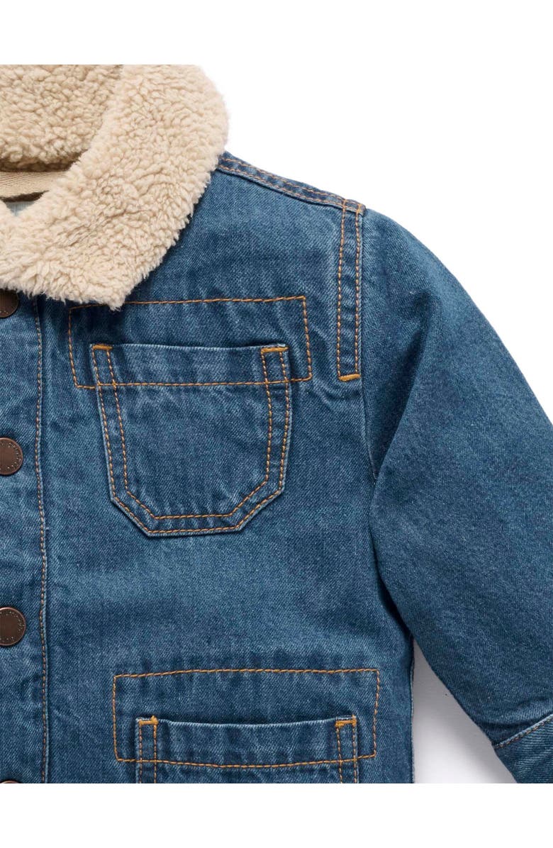 Purebaby Denim Faux Shearling Lined Jacket, Alternate, color, Mid Denim
