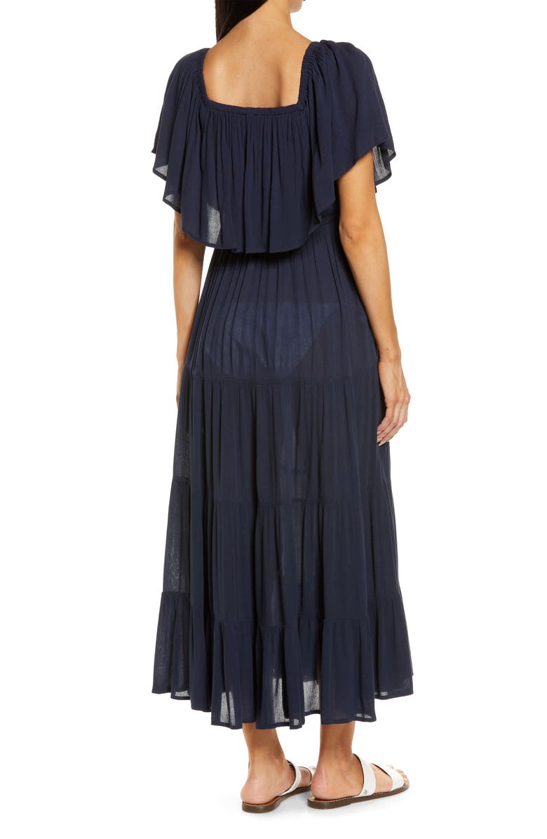Elan Off the Shoulder Ruffle Cover-Up Maxi Dress, Alternate, color,