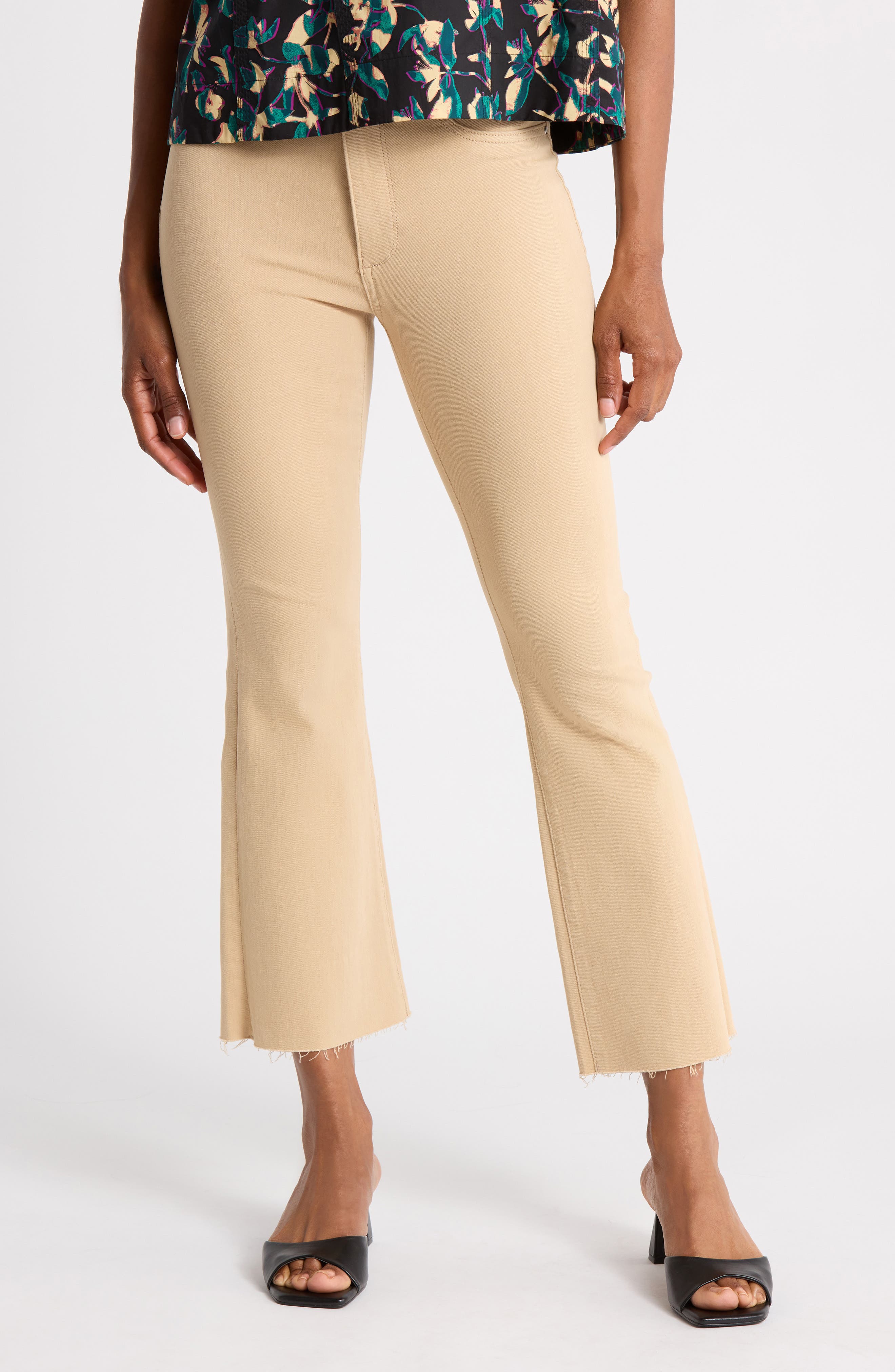 Bridget High Waist Raw Hem Crop Bootcut Jeans