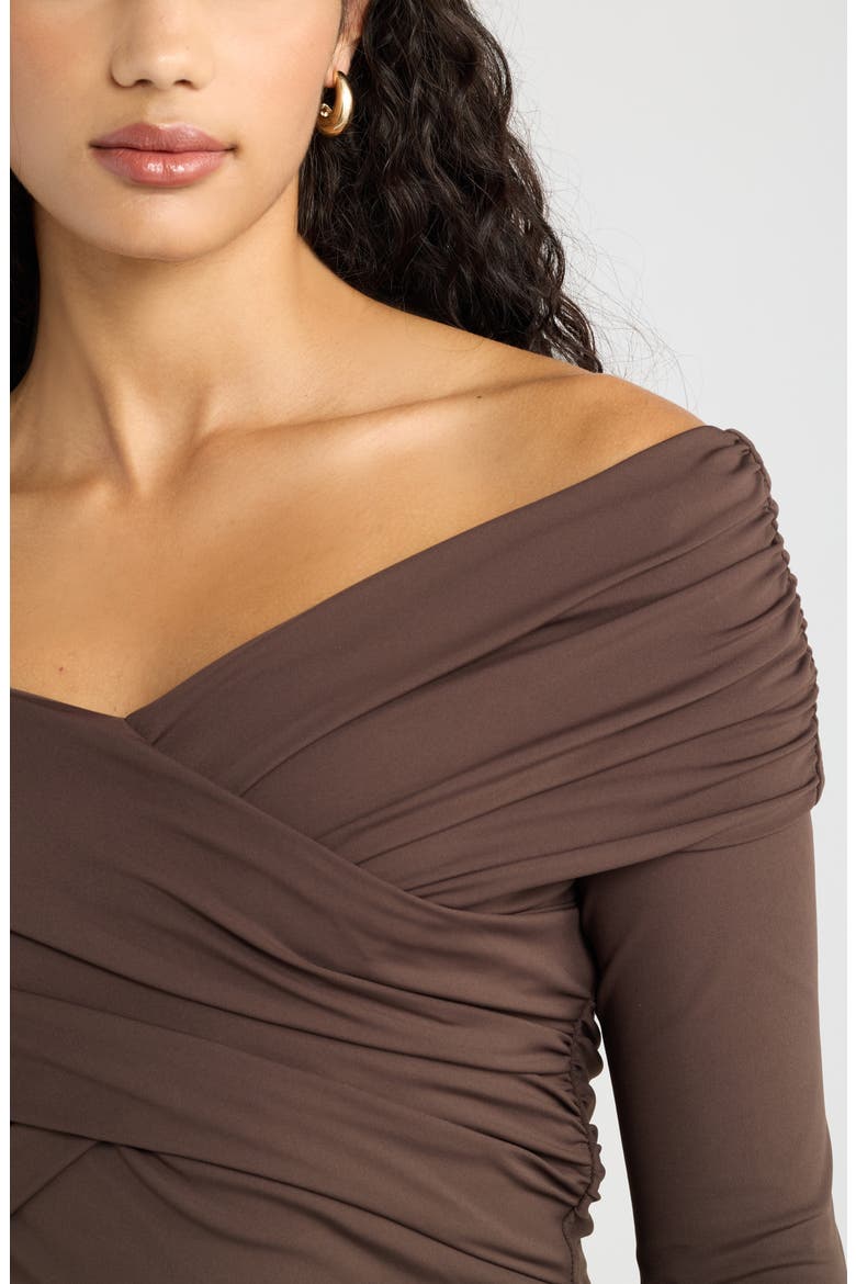 Long Sleeve Cross Front Top, Alternate, color, BROWN SEAL