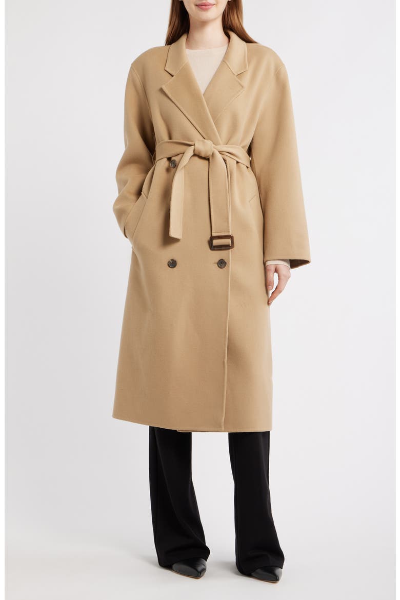 Double Breasted Longline Trench Coat, Main, color, NEW CAMEL