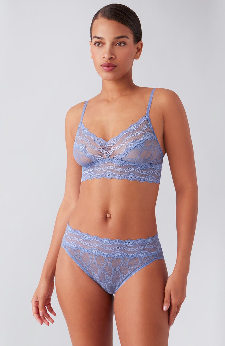 b.tempt'd by Wacoal Lace Kiss Bralette, Alternate, color, Country Blue