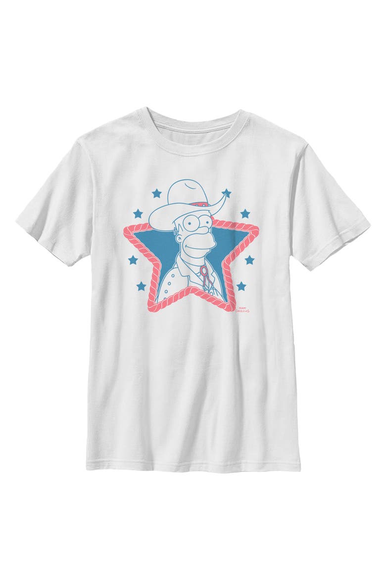 Boy's The Simpsons Western Cowboy Homer  Graphic T-Shirt, Main, color, White