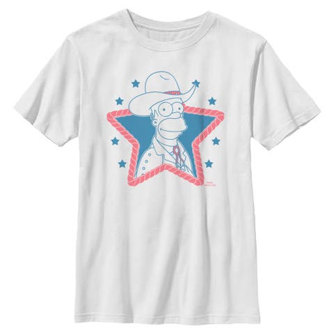 Boy's The Simpsons Western Cowboy Homer  Graphic T-Shirt