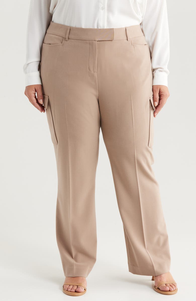 Tahari ASL Tailored Cargo Pants, Main, color, Latte