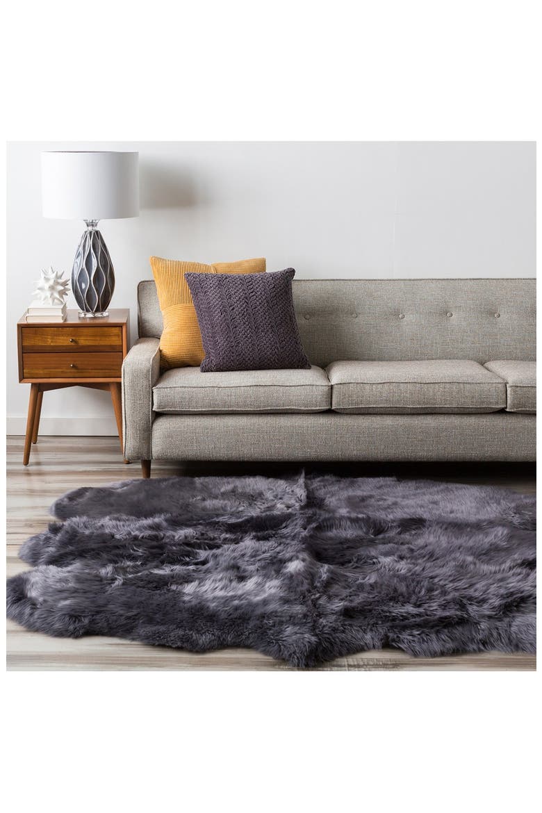 Genuine Shearling Rug, Alternate, color, GREY