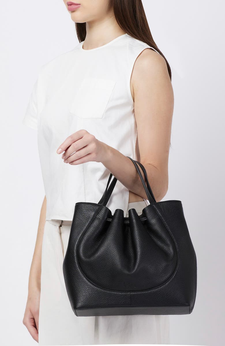 behno Katrina Pebble Leather Satchel, Alternate, color, Black Leather