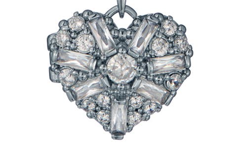 Ted Baker Cherish Crystal Cluster Heart Locket Necklace In Silver Tone Clear Crystal