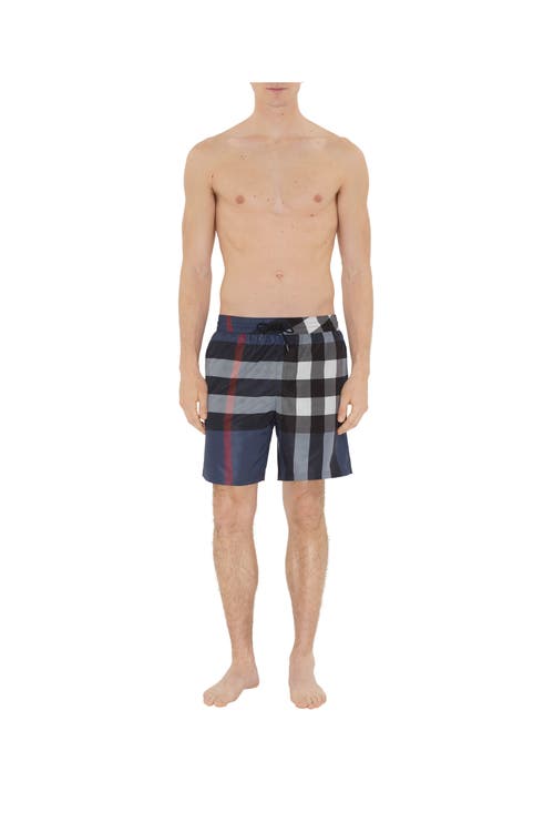 Burberry Mens Carbon Blue Guildes Graphic-print Regular-fit Shell Shorts