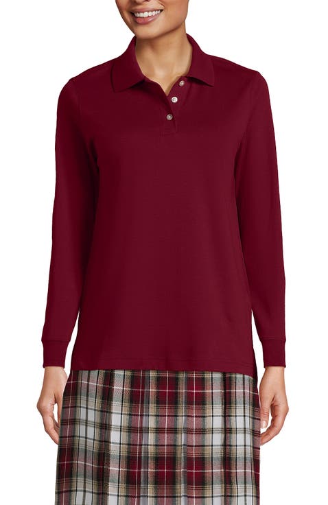 School Uniform  Long Sleeve Interlock Polo Shirt