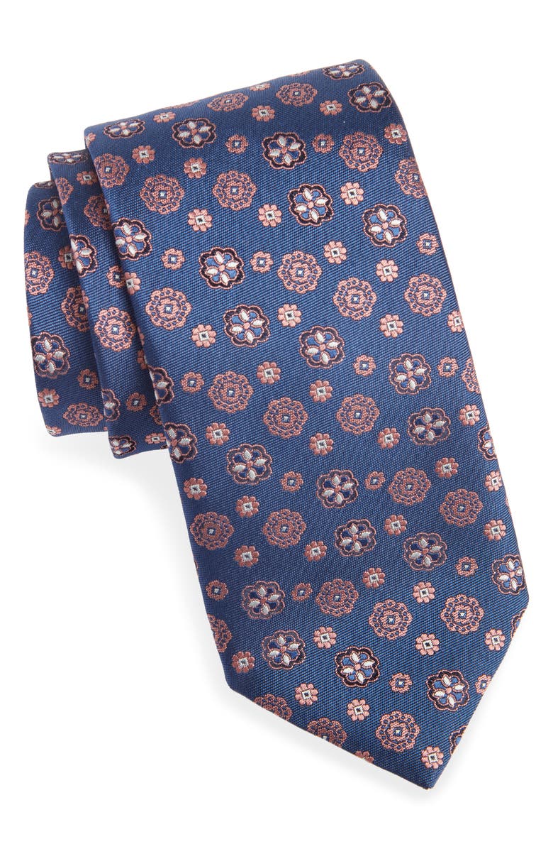 Canali Floral Medallion Silk Tie, Main, color, 