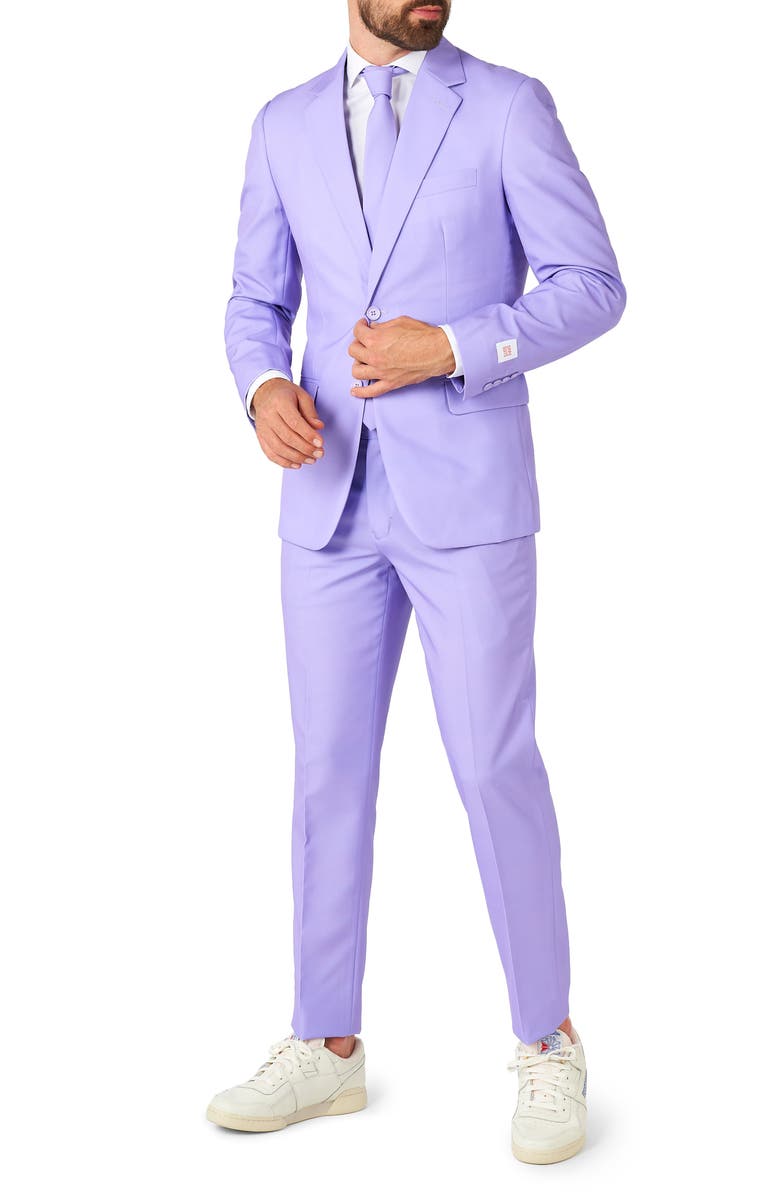 OppoSuits Lavish Lavender Trim Fit Suit & Tie, Main, color, Lavender