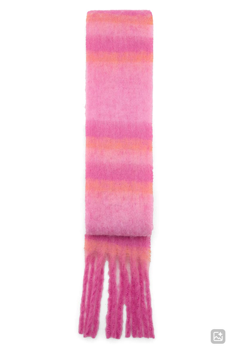 Striped Knit Fringe Scarf, Main, color, PINK