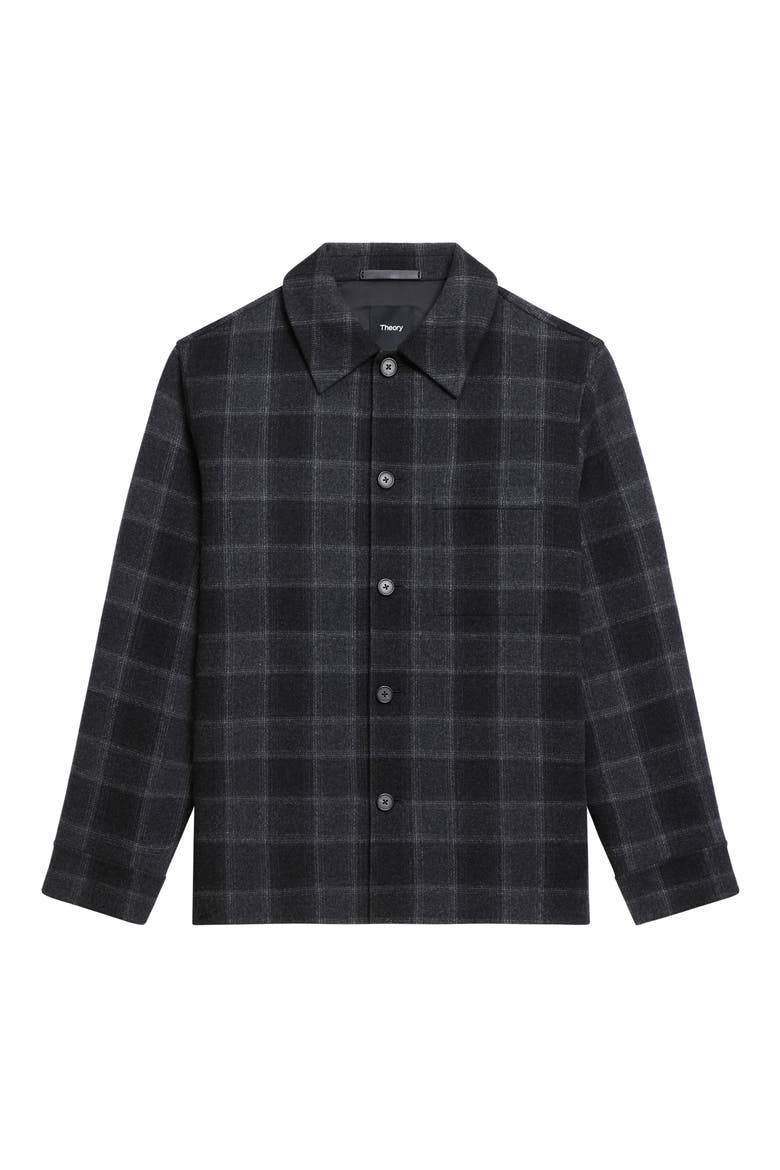 Plaid Wool & Cashmere Flannel Button-Up Shirt Jacket, Alternate, color, DARK CHARCOAL MULTI - SM2