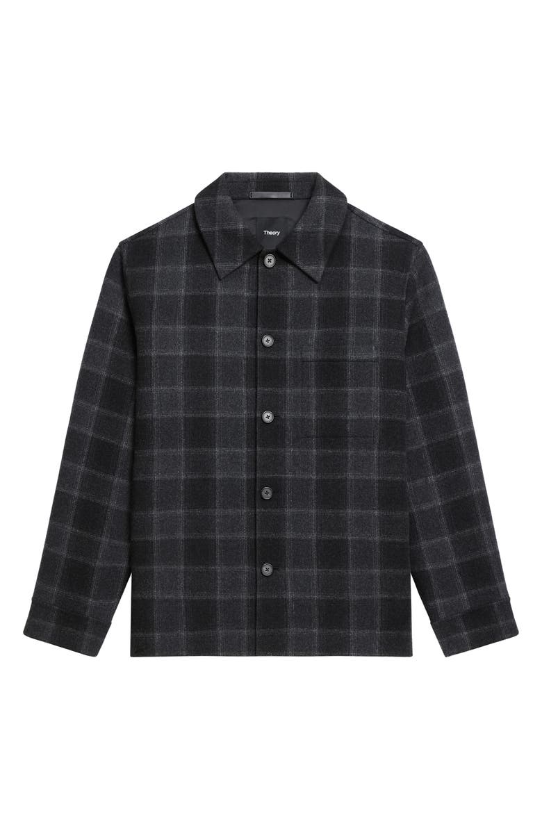 Theory Plaid Wool & Cashmere Flannel Button-Up Shirt Jacket, Alternate, color, Dark Charcoal Multi - Sm2