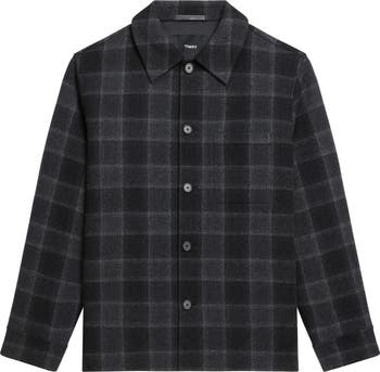 Theory Plaid Wool & Cashmere Flannel Button-Up Shirt Jacket