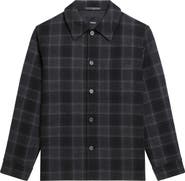 Theory Plaid Wool & Cashmere Flannel Button-Up Shirt Jacket